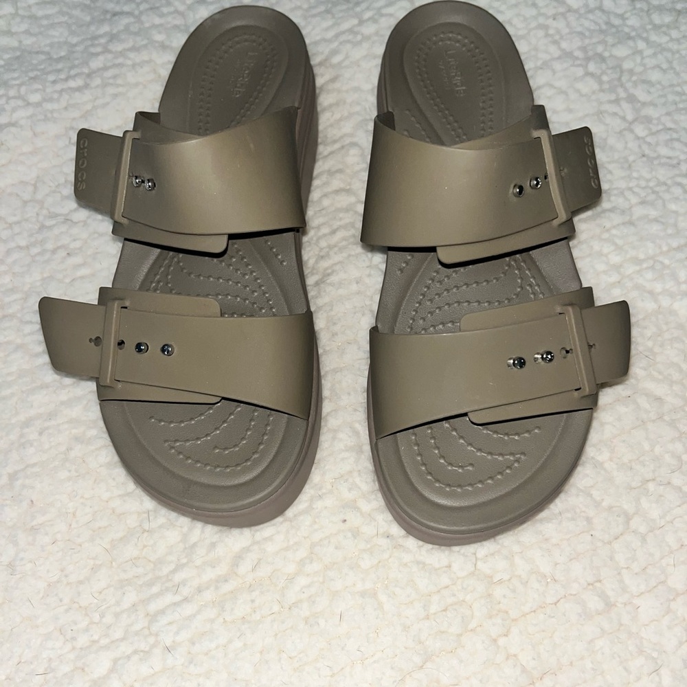Stylish CROC Taupe Slide Sandals